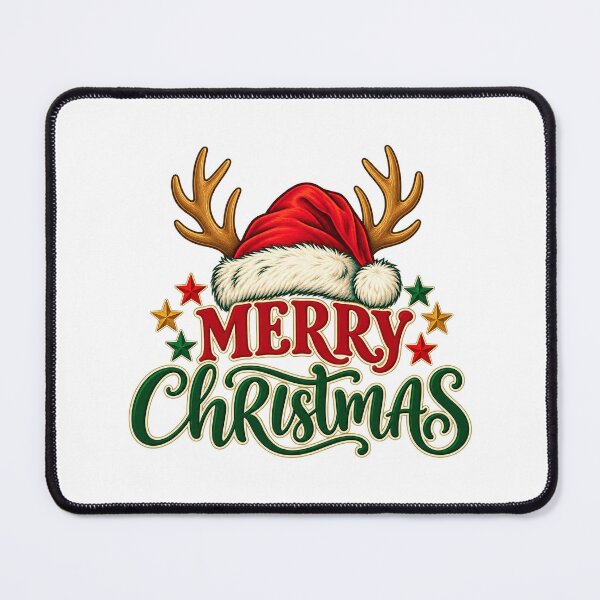 Item preview, Merry Christmas Santa Hat Reindeer Antlers Graphic designed and sold by CozyCubs-Art.
