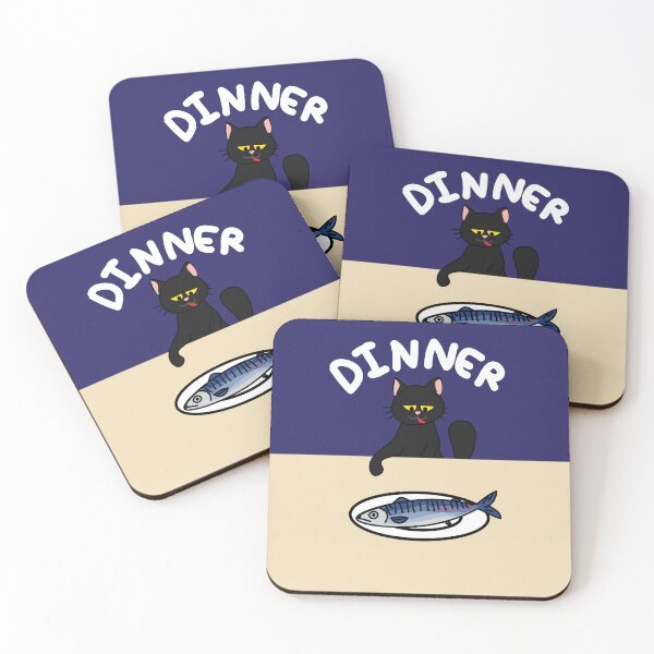 Item preview, Dinner of black cat funny cute cat designed and sold by fluffyfamcraft.