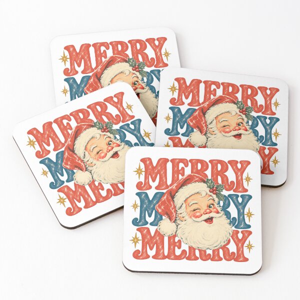 Item preview, Retro Winking Santa Claus Merry Merry Merry Vintage designed and sold by CozyCubs-Art.