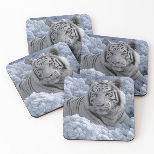 Item preview, The Frostbound Guardian – White Tiger Among the Clouds designed and sold by TreatLLC.