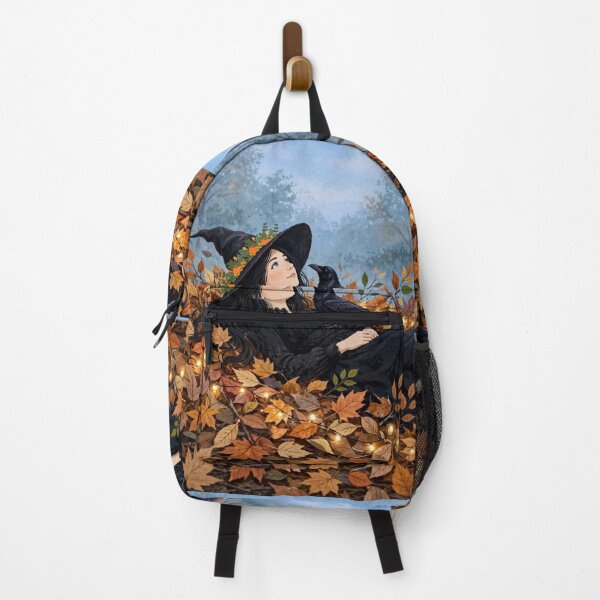 Item preview, Black witch and crow - The Witch, the Raven, and the Autumn Leaves designed and sold by DibujandoPorfa.