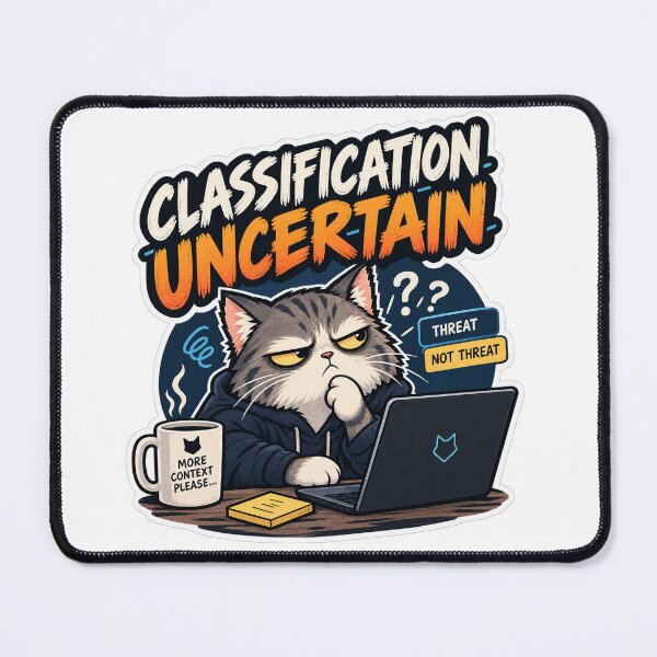 Item preview, Classification Uncertain Cat – Cybersecurity Analyst & Machine Learning Humor designed and sold by The Silly Grumpy Society.