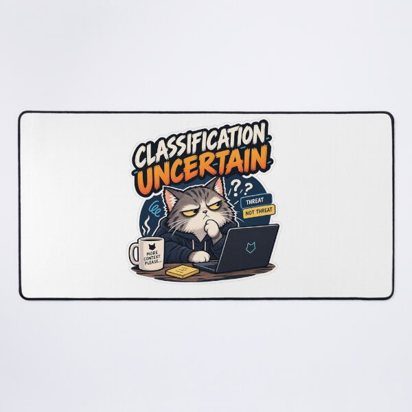 Item preview, Classification Uncertain Cat – Cybersecurity Analyst & Machine Learning Humor designed and sold by The Silly Grumpy Society.