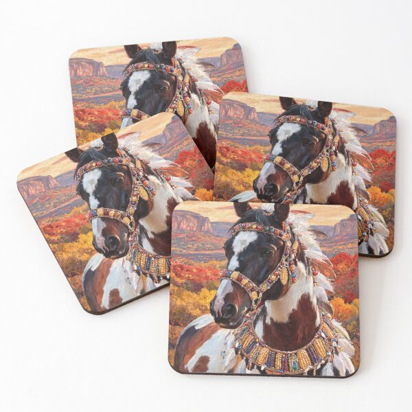 Item preview, Pinto Horse Beaded Feather Canyon Autumn designed and sold by KAMOCHI Art.