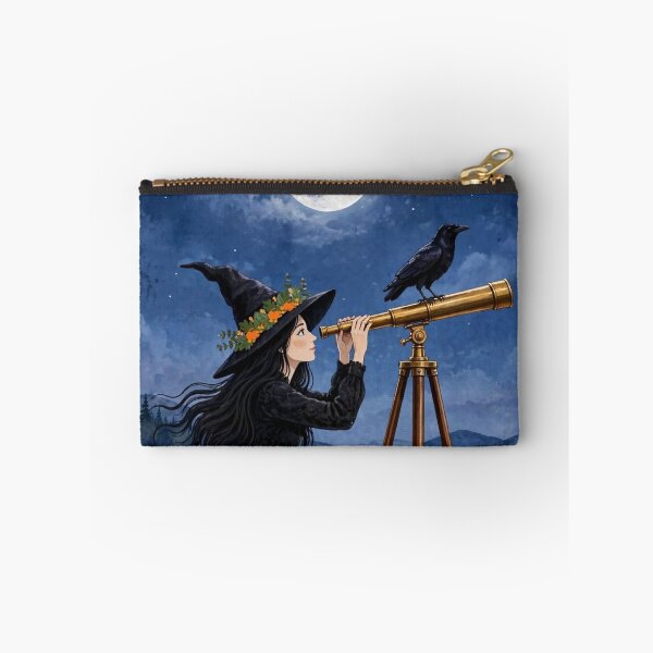 Item preview, The Witch and Her Raven Stargazing into the Cosmos designed and sold by DibujandoPorfa.