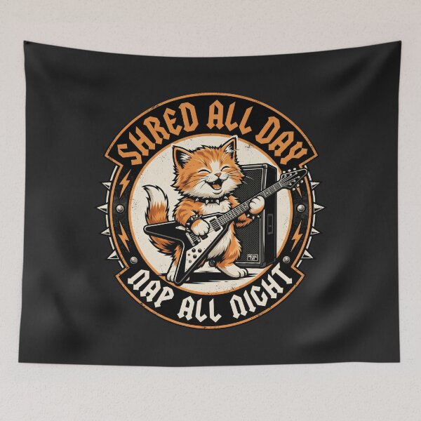 Item preview, Shred All Day Nap All Night Metal Cat designed and sold by SplashTastic.