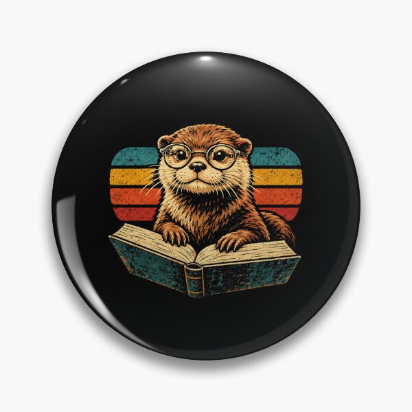 Item preview, Retro Bookworm Otter Wearing Glasses Vintage Reading designed and sold by Moizento.