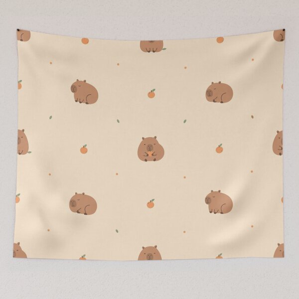 Item preview, Cute Capybara Orange Pattern Kawaii Minimalist Aesthetic designed and sold by LenNo9881.