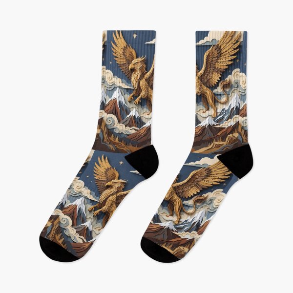 Item preview, Layered Paper Cut Majestic Griffin Over Mountains designed and sold by GrinGalore.