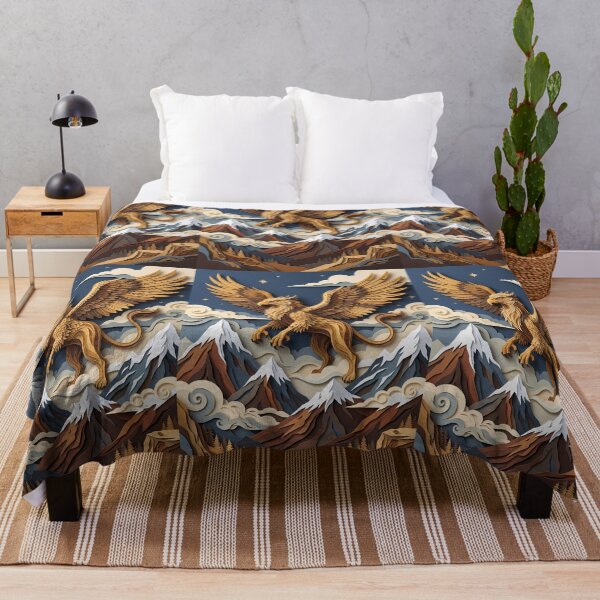 Item preview, Layered Paper Cut Majestic Griffin Over Mountains designed and sold by GrinGalore.