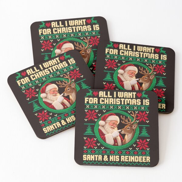 Item preview, All I Want For Christmas Is Santa And His Reindeer Ugly Sweater Graphic designed and sold by CozyCubs-Art.