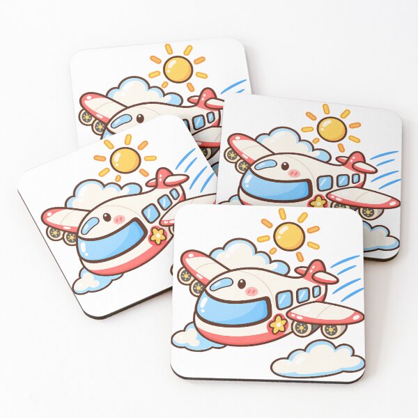 Item preview, Cute Kawaii Airplane Flying in Sunny Sky Cartoon designed and sold by mumeaw.