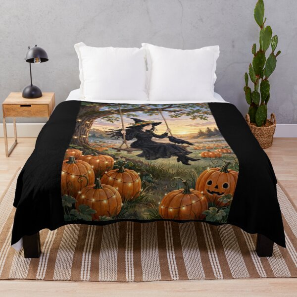 Item preview, The Witch and Her Raven Swinging on a Sunny Autumn Day designed and sold by DibujandoPorfa.