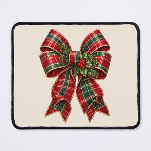 Item preview, Christmas Bow with Tartan Ribbon, Holly & Evergreen designed and sold by Stikaro.