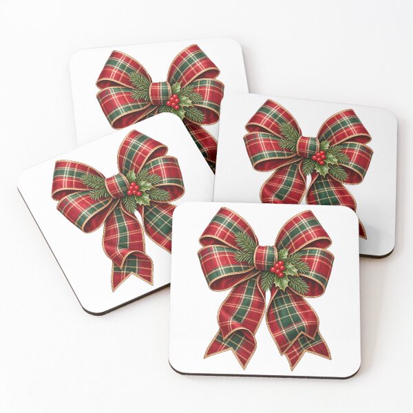 Item preview, Christmas Bow with Tartan Ribbon, Holly & Evergreen designed and sold by Stikaro.