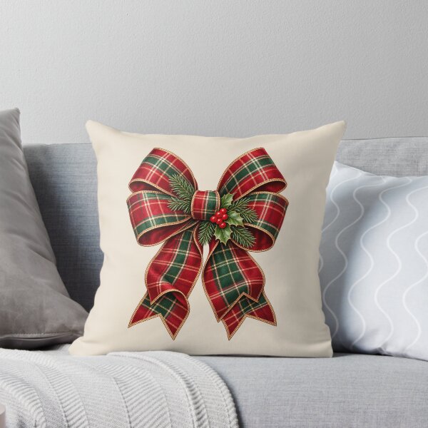 Item preview, Christmas Bow with Tartan Ribbon, Holly & Evergreen designed and sold by Stikaro.