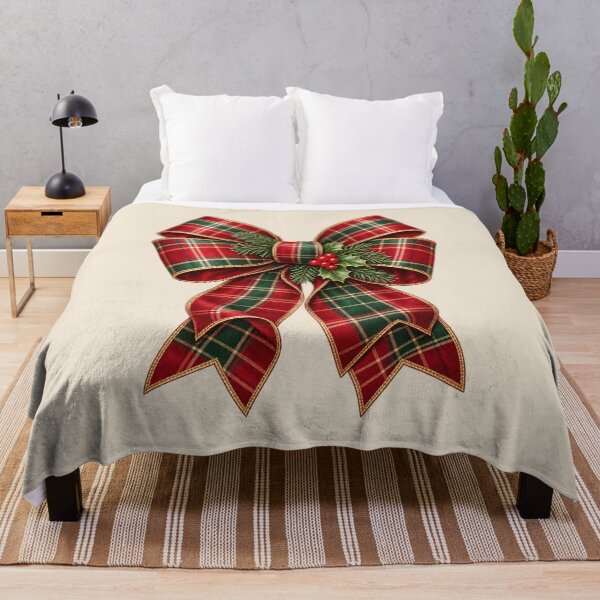 Item preview, Christmas Bow with Tartan Ribbon, Holly & Evergreen designed and sold by Stikaro.