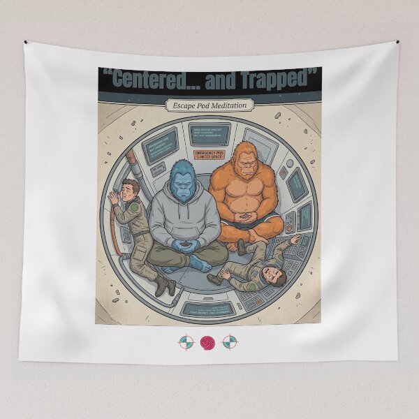 Item preview, Centered And Trapped Bigfoot Sci-Fi Escape Pod Yoga Meme designed and sold by Whimsy Trail Co.