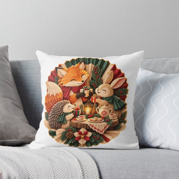 Item preview, Friendsmas Woodland Animals Holiday Gathering Art designed and sold by TeNovaStudio.