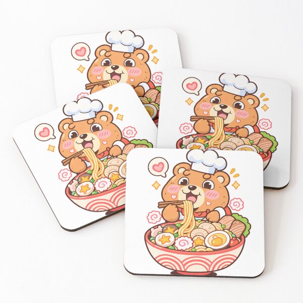 Item preview, Cute Kawaii Bear Chef Eating Ramen Japanese Food Cartoon designed and sold by mumeaw.