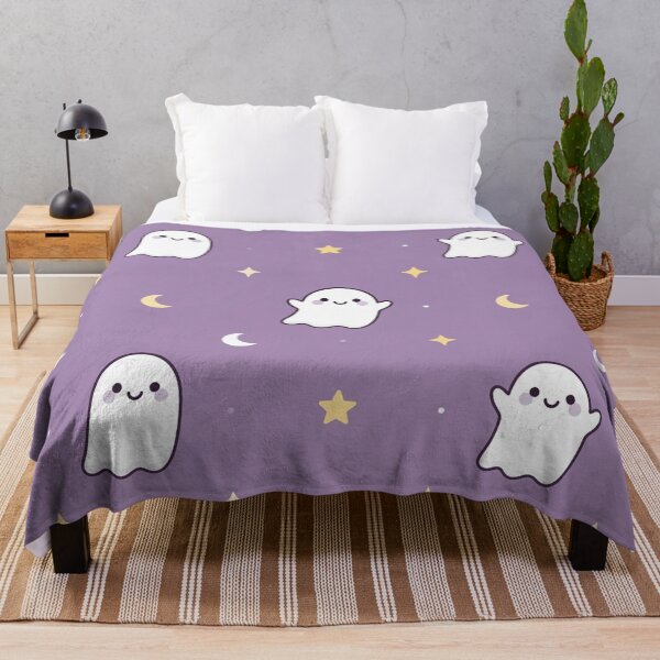 Item preview, Kawaii Ghost Pattern Purple Moon Stars Cute Spooky designed and sold by LenNo9881.
