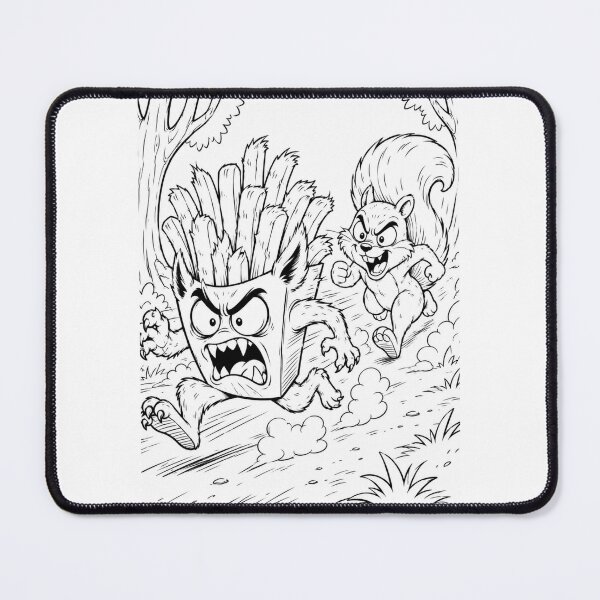Item preview, Angry Werewolf Fries vs Crazy Squirrel – Funny Monster Cartoon designed and sold by ComedyInkFactor.