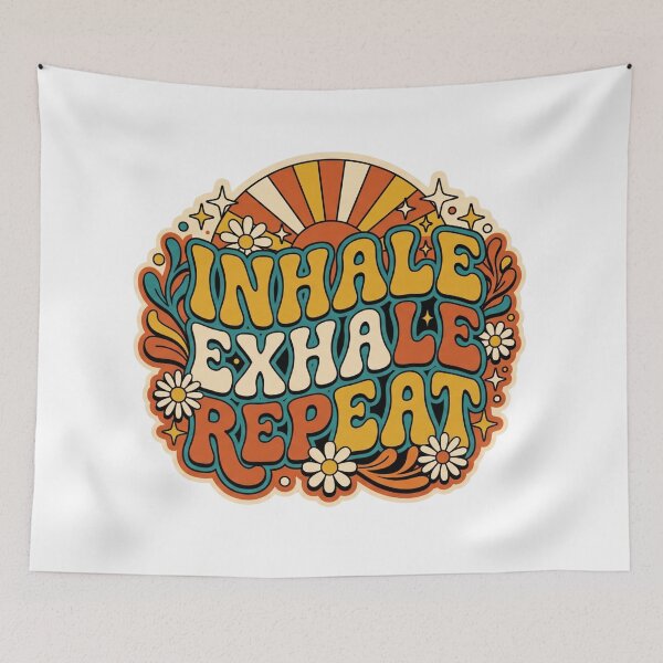 Item preview, Retro 70s Groovy Inhale Exhale Repeat Typography designed and sold by nvrprooo.