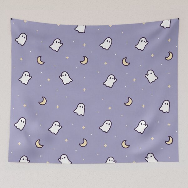 Item preview, Minimalist Kawaii Ghost Moon Stars Pattern Lavender designed and sold by LenNo9881.