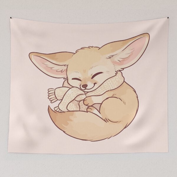 Item preview, Cute Sleeping Fennec Fox With Knit Scarf Winter Art designed and sold by Amir Faysal.