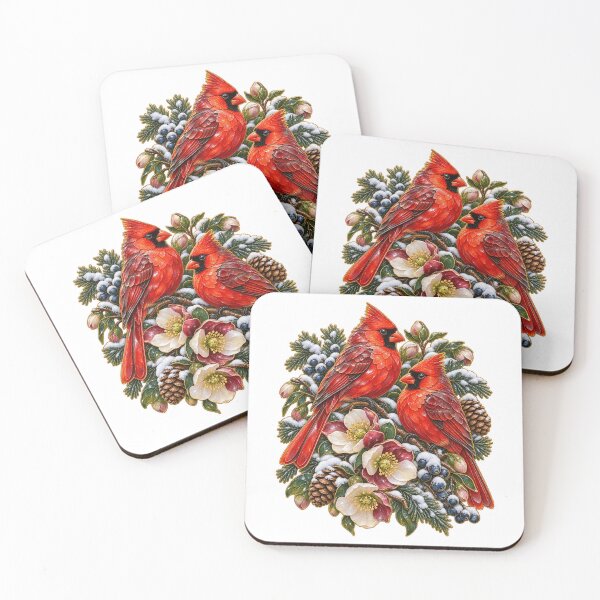Item preview, Winter Cardinal Hellebore Snow Garden Art designed and sold by TeNovaStudio.