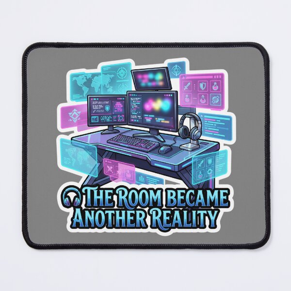 Item preview, Futuristic Floating Hologram Gaming Headphones Desk Illustration designed and sold by KhAIa Reeve Art Studio.