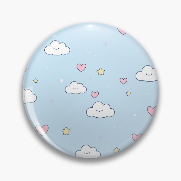 Item preview, Kawaii Cloud Heart Pattern Pastel Blue Dreamy Sky designed and sold by LenNo9881.