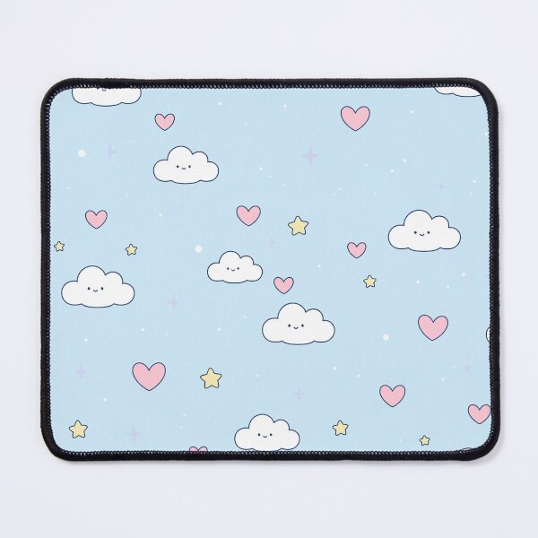 Item preview, Kawaii Cloud Heart Pattern Pastel Blue Dreamy Sky designed and sold by LenNo9881.