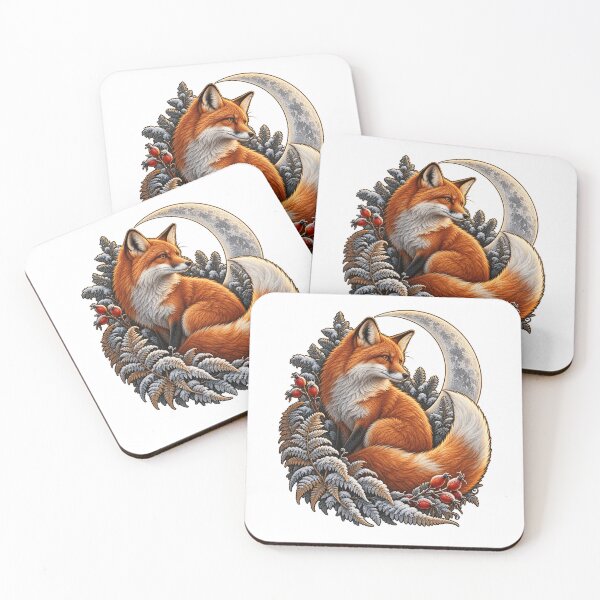 Item preview, Winter Fox Moon Forest Holiday Art designed and sold by TeNovaStudio.