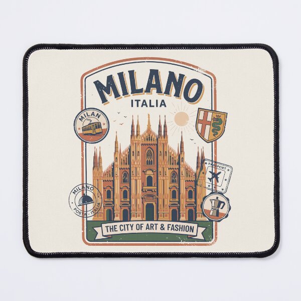 Item preview, Milano Italia Vintage Travel Poster Duomo Milan Stamps designed and sold by Amir Faysal.