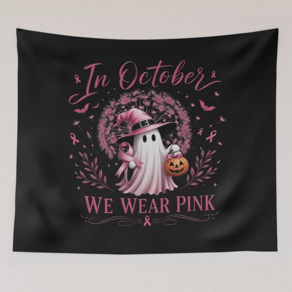 Item preview, In October We Wear Pink Ghost Witch designed and sold by CanvasRebel.