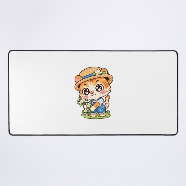 Item preview, Cute Kawaii Orange Tabby Cat Gardener with Daisy Flowers designed and sold by mumeaw.