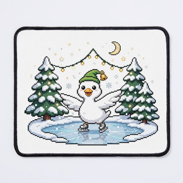 Item preview, Goose Ice Skating Pixel Art Christmas Pond Elf Hat designed and sold by Ebodega.