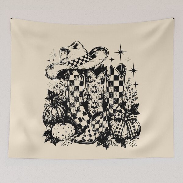 Item preview, Cowboy Boots Vintage Checkered Western Pumpkin Harvest designed and sold by AmiGraph.
