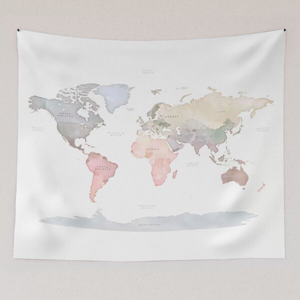 Item preview, Pastel Watercolor World Map designed and sold by Wilhelminera.