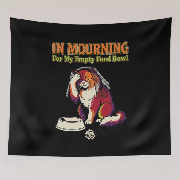 Item preview, In Mourning for My Empty Food Bowl Cat Dramatic Gothic Cat Funny Victorian Goth Cat Gift Persian Cat Mom designed and sold by FurRealStudioCo.