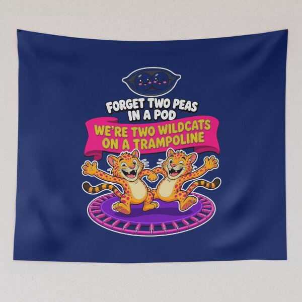 Item preview, Two Wild Cats On A Trampoline Cartoon Humor designed and sold by lucastamoo.