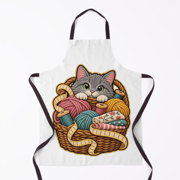 Item preview, Cat Sewing Basket Yarn Lover Art designed and sold by TeNovaStudio.