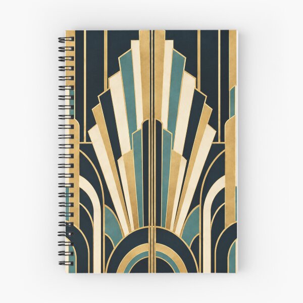 Item preview, Art Deco Architectural Fan – Navy Blue Gold and Teal Geometric Design designed and sold by astersgraphics.