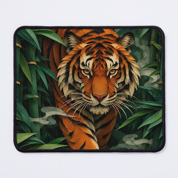 Item preview, Layered Paper Cut Majestic Tiger in Bamboo Forest designed and sold by GrinGalore.