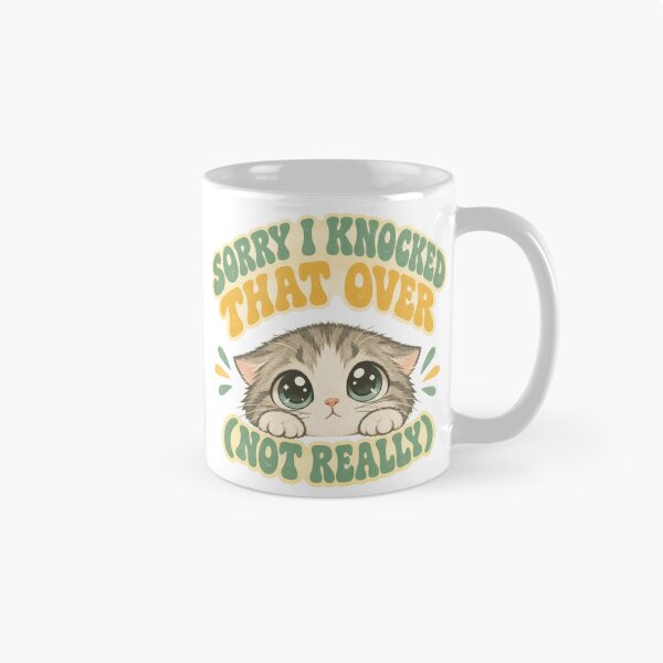 Item preview, Sorry I Knocked That Over Not Really Cute Cat Retro 70s Art designed and sold by Namphet.