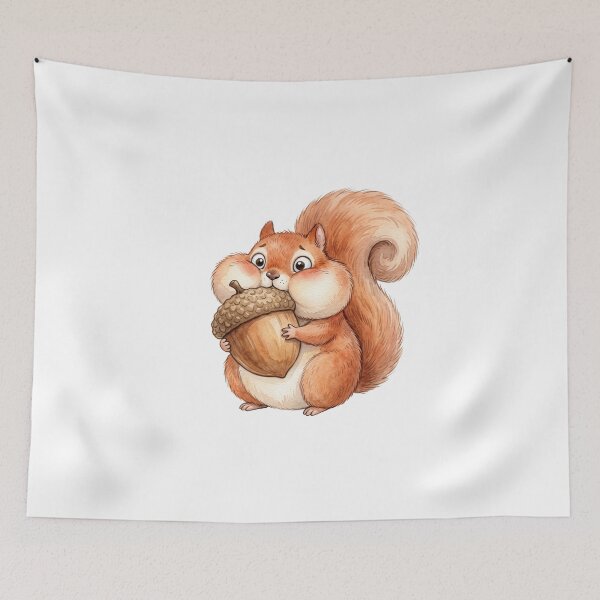 Item preview, Chubby Squirrel Hugging Giant Acorn Watercolor Art designed and sold by Digitalphoto4u.