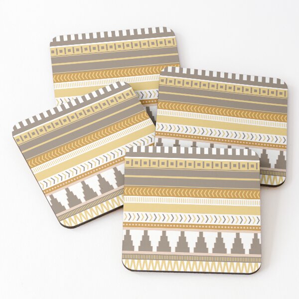 Item preview, Modern Geometric Stripe Pattern in Mustard, Grey, and Blush designed and sold by Kelly Dietrich Mandalas & Colorful Patterns.