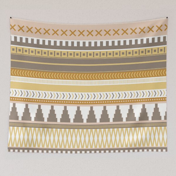 Item preview, Modern Geometric Stripe Pattern in Mustard, Grey, and Blush designed and sold by Kelly Dietrich Mandalas & Colorful Patterns.