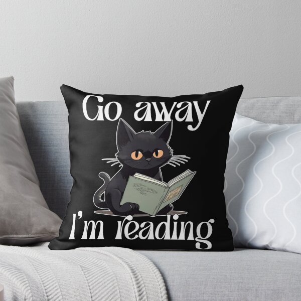 Item preview, Go Away I'm Reading - Funny Introvert Black Cat Bookworm designed and sold by i-am-who-i-am85.
